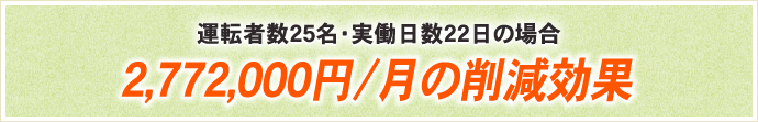 運転者数25名・実働日数22日の場合 2,772,000円/月の削減効果